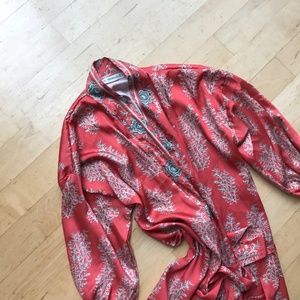 Long morning robe red color